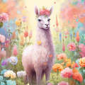 Sweet Llama In Flowers