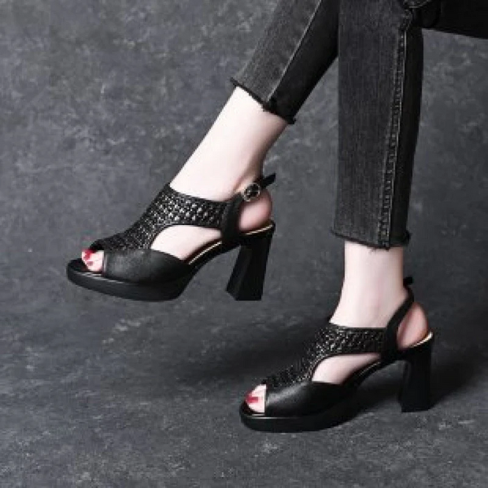 Tessara – Breathable Woven Summer Heel Sandals