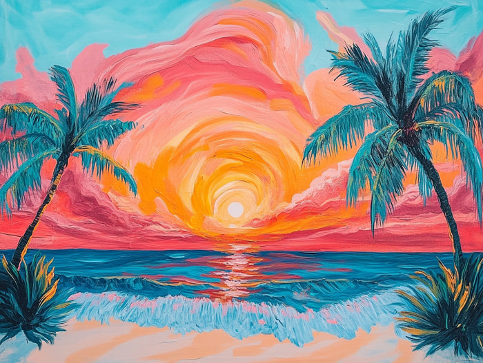 Vibrant Tropical Paradise Sunset