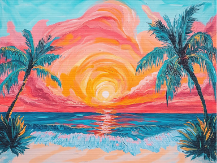 Vibrant Tropical Paradise Sunset