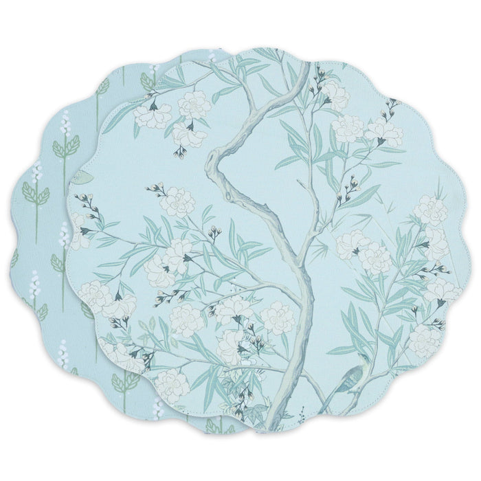 VIDA CHINOISERIE PLACEMATS TEAL & WHITE, SET OF 4