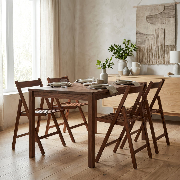 Walnut Beech Wood Folding Chairs - Pack of Two