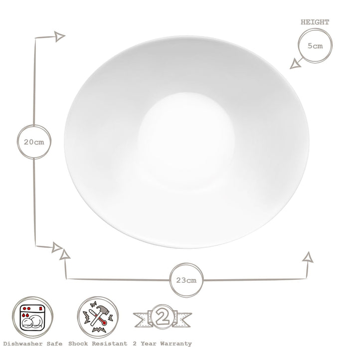 White 23cm Prometeo Oval Glass Soup Plates - Pack of 6