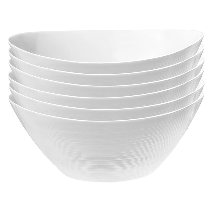 White 25cm Prometeo Oval Glass Salad Bowls - Pack of 6 - By Bormioli Rocco