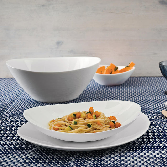 White 25cm Prometeo Oval Glass Salad Bowls - Pack of 6