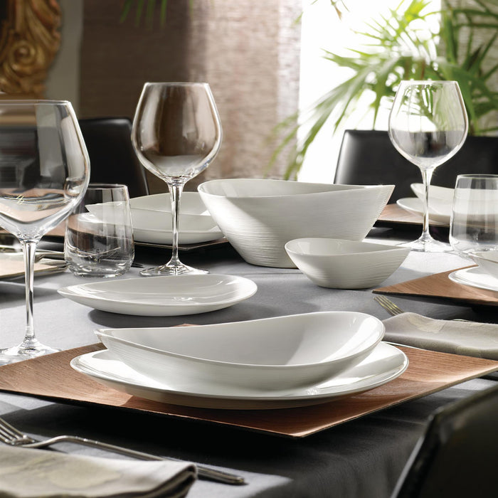White 25cm Prometeo Oval Glass Salad Bowls - Pack of 6