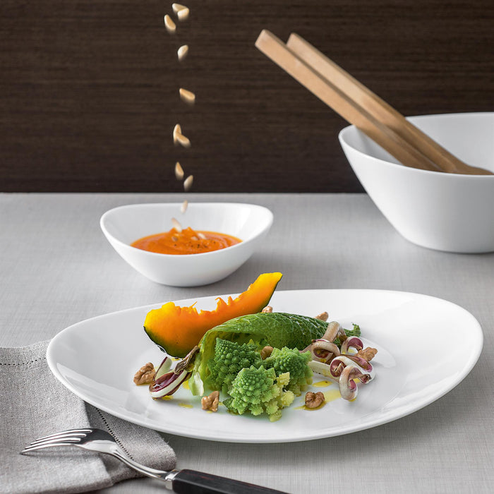 White 25cm Prometeo Oval Glass Salad Bowls - Pack of 6