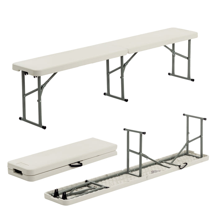 White 6ft (180cm) Four Person Folding Trestle Bench