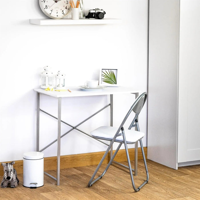White Curved Padded Folding Chair