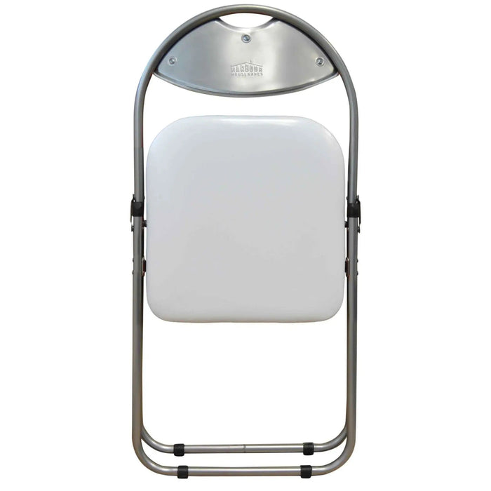 White Curved Padded Folding Chair