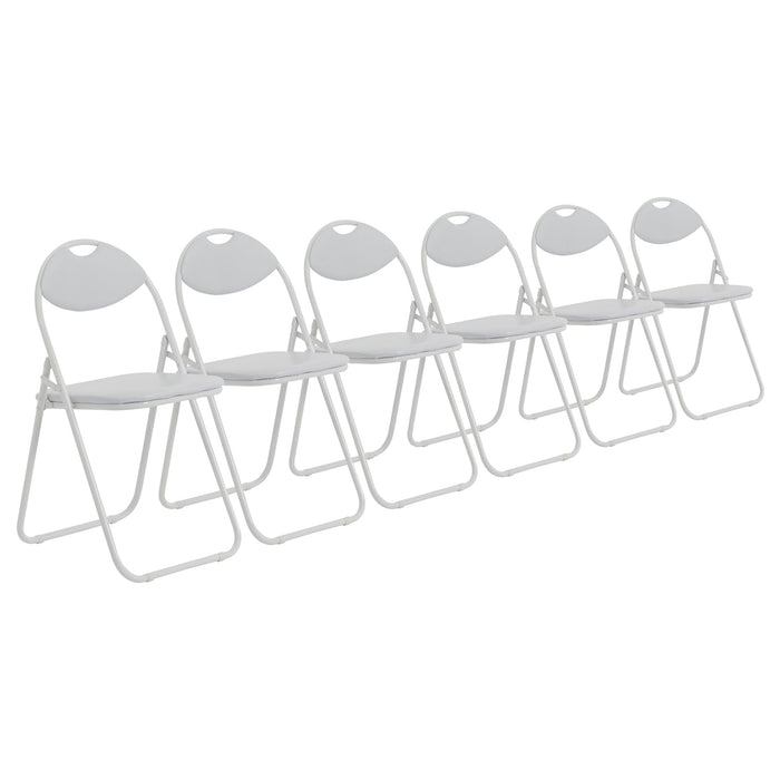 White Curved White Framed Padded Folding Chair - Pack of Six