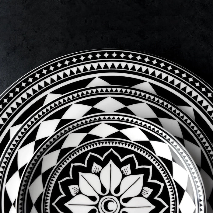 Black and white pattern porcelain plates. Made in the USA. Your Western Decor