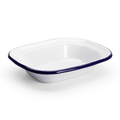 White Enamel Pie Dish - 18 x 13.5cm - Blue