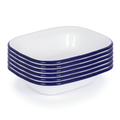 White Enamel Pie Dishes - 18 x 13.5cm - Blue - Pack of 6