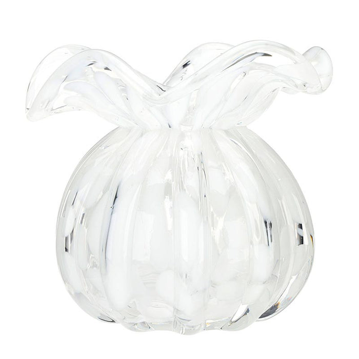 WHITE GLASS DOTTED VASE