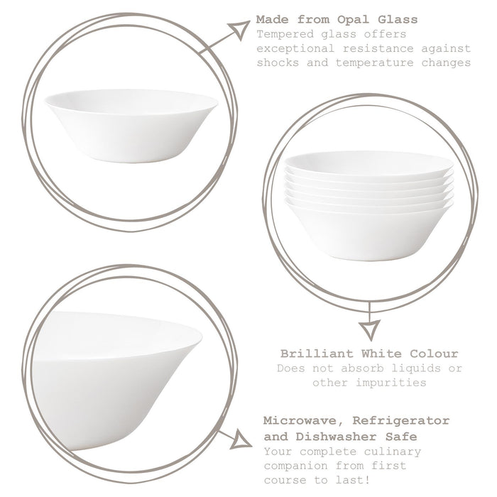 White Moon Glass Serving Bowl - 27cm - White