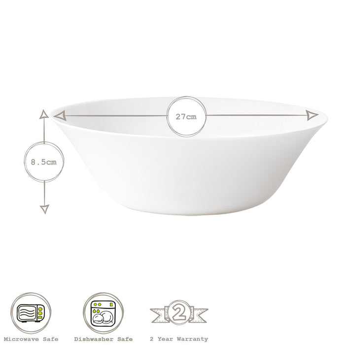 White Moon Glass Serving Bowl - 27cm - White