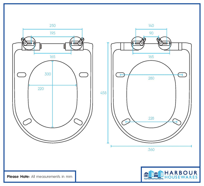 White Square Antibacterial Soft Close Standard Toilet Seat