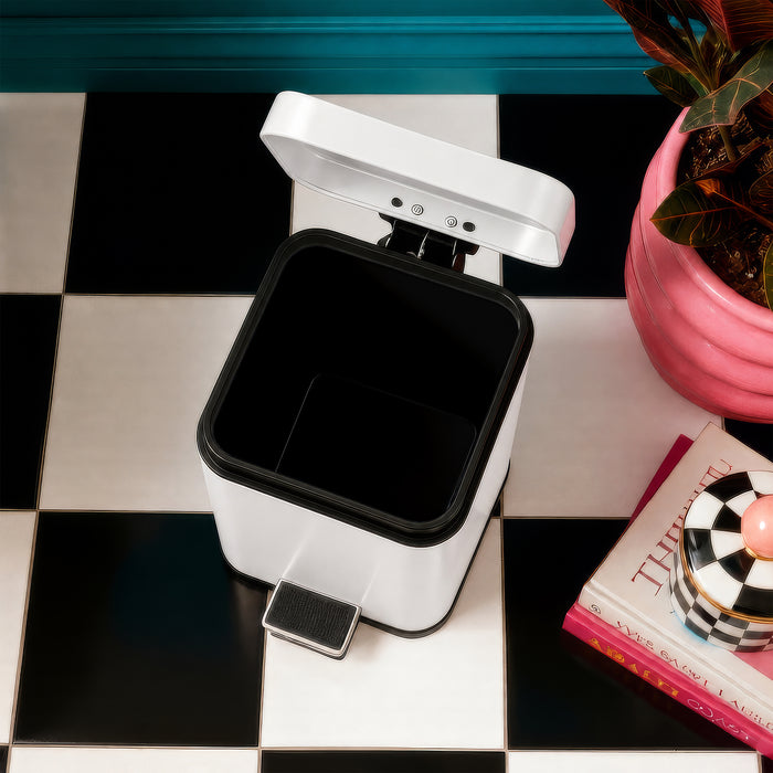 White Square Toilet Brush & Bin Set