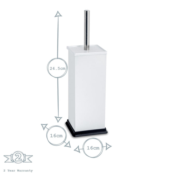 White Square Toilet Brush & Bin Set