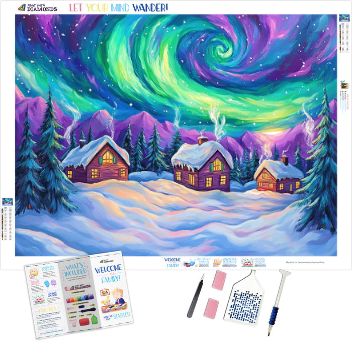 Winter Village under Northern Lights