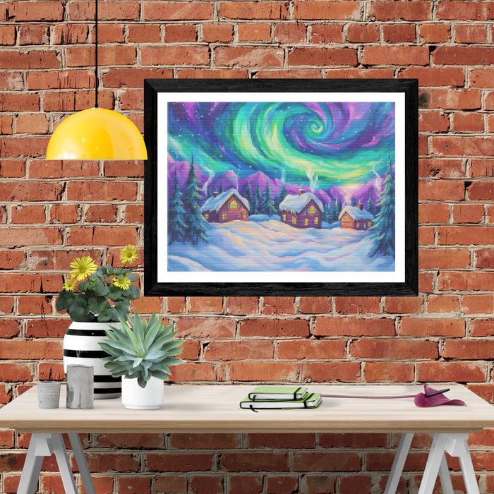 Winter Village under Northern Lights