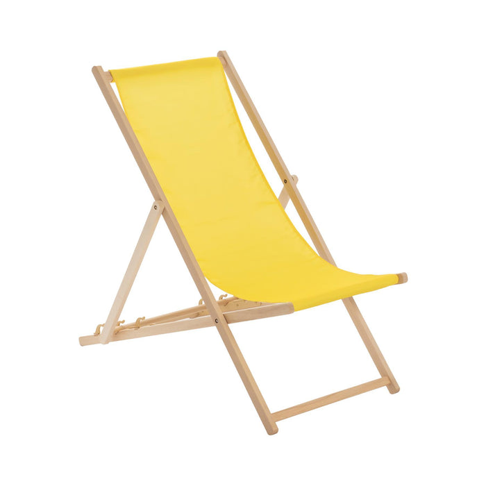 Yellow Folding Wooden Deck Chair